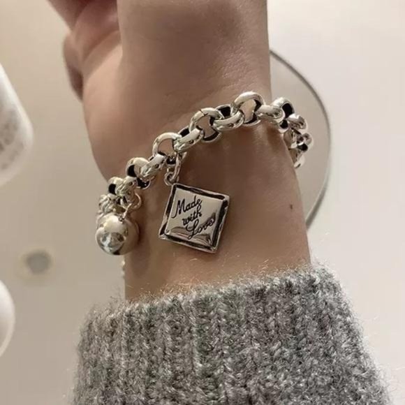 Jewelry - NEW ENGLISH SQUARE 925 STERLING SILVER BRACELET